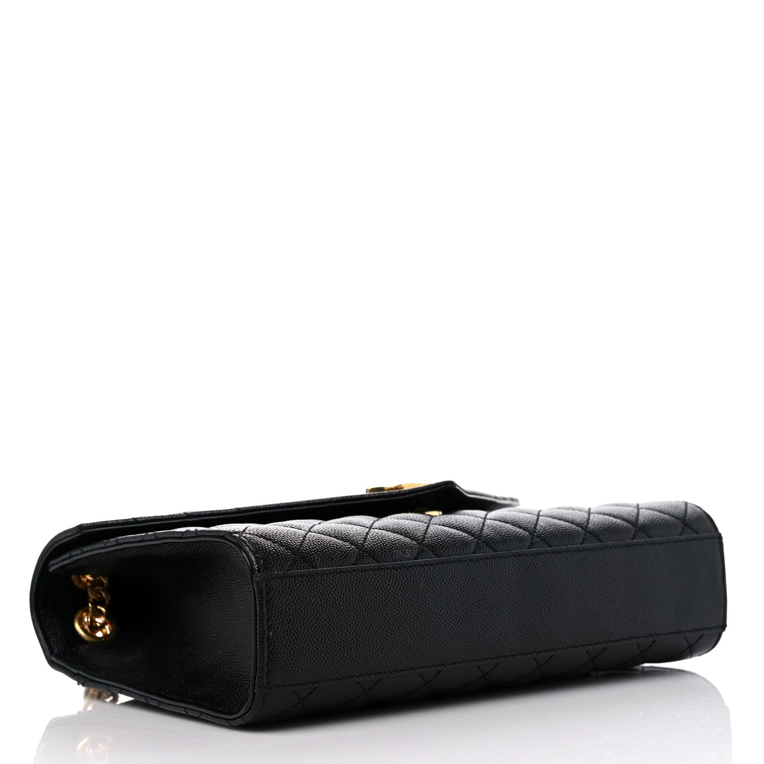 Saint Laurent Grain De Poudre Textured Mixed Matelasse Triquilt Medium Monogram Satchel Black 4 of 13