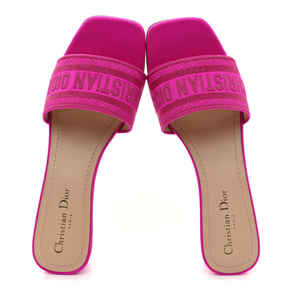 Christian Dior Satin Dioriviera Embroidered Dway 35mm Slide Sandals 40 Rani Pink 2 of 10