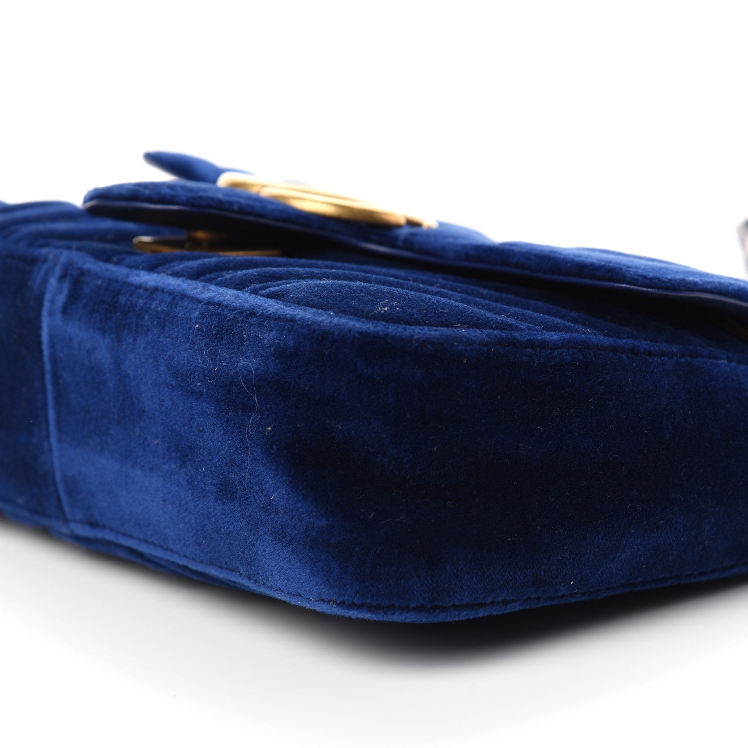Gucci Velvet Matelasse Mini GG Marmont Shoulder Bag Cobalt Blue 9 of 10