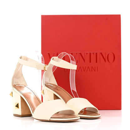 Valentino Garavani Grained Calfskin Roman Stud Ankle Strap 75mm Sandals 39.5 Light Ivory 9 of 9