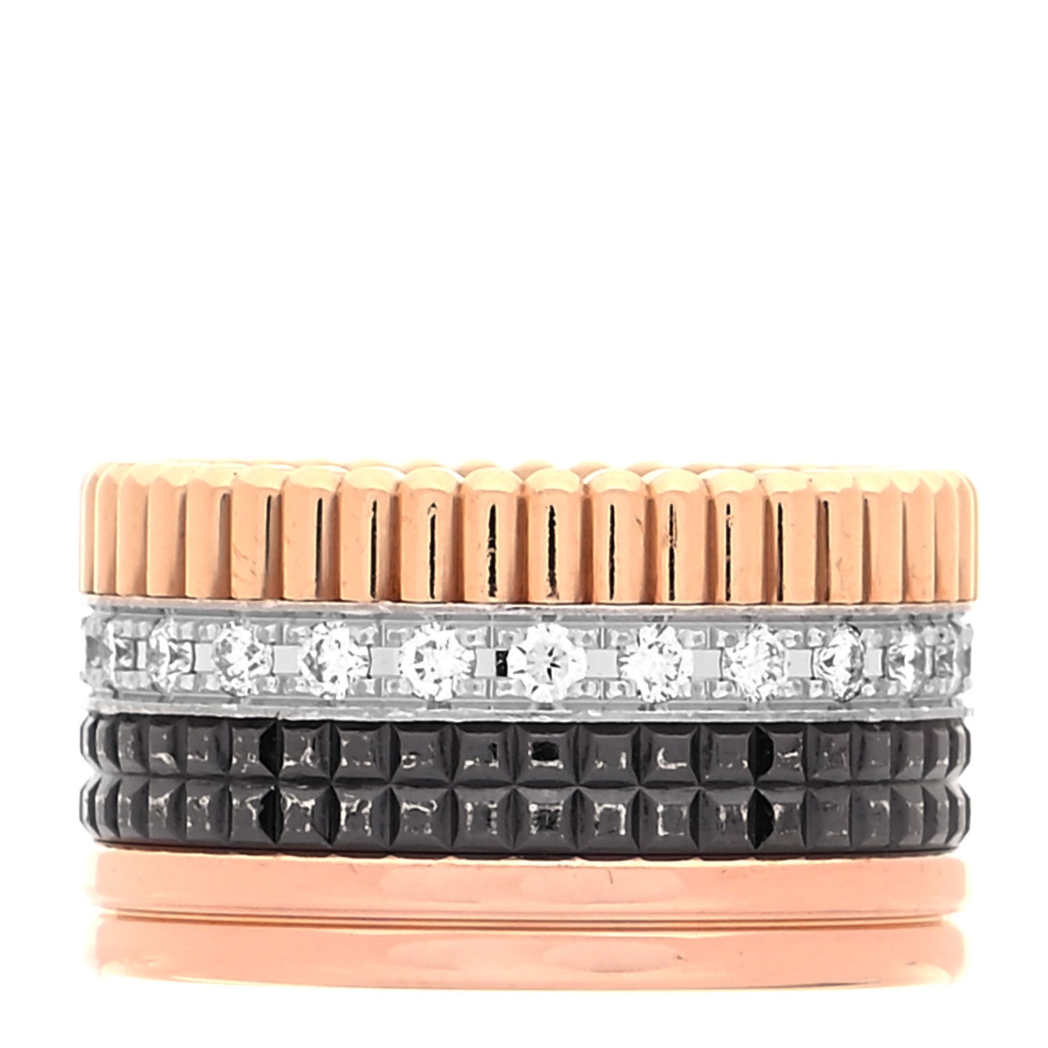 Boucheron 18K Pink Yellow White Gold Diamond PVD Large Quatre Classique Ring 52 6 1 of 5