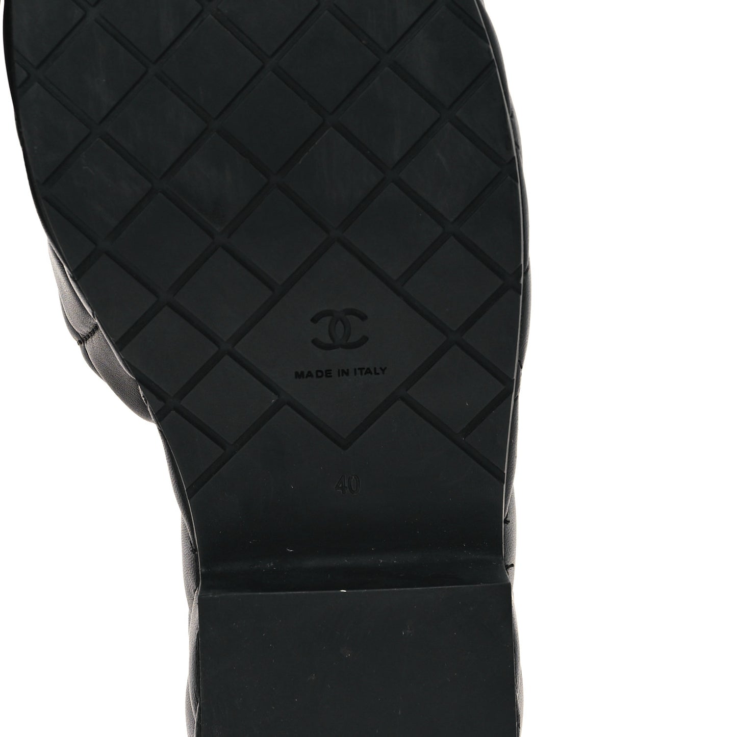 Lambskin Quilted CC Mules Wedge Sandals 40 Black