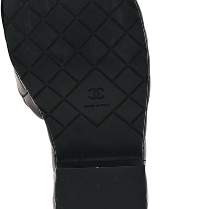 Chanel Lambskin Quilted CC Mules Wedge Sandals 40 Black 7 of 9