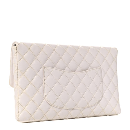 Chanel Caviar Quilted Flap Clutch White 2 of 9