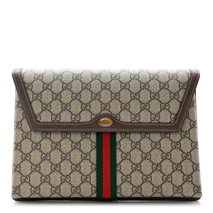Gucci GG Supreme Monogram Web Ophidia Clutch Beige New Acero 1 of 9