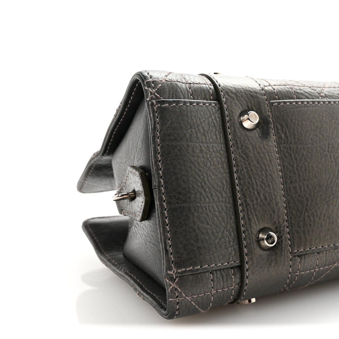 Metallic Calfskin Cannage Stitched Small East West Lady Dior Bronze