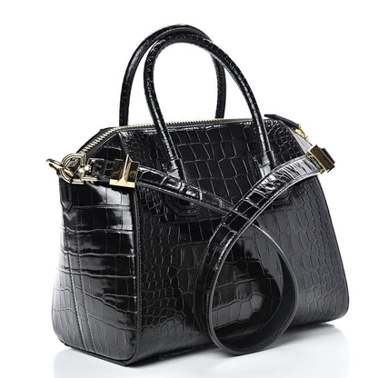 Givenchy Calfskin Crocodile Embossed Small Antigona Black 2 of 10