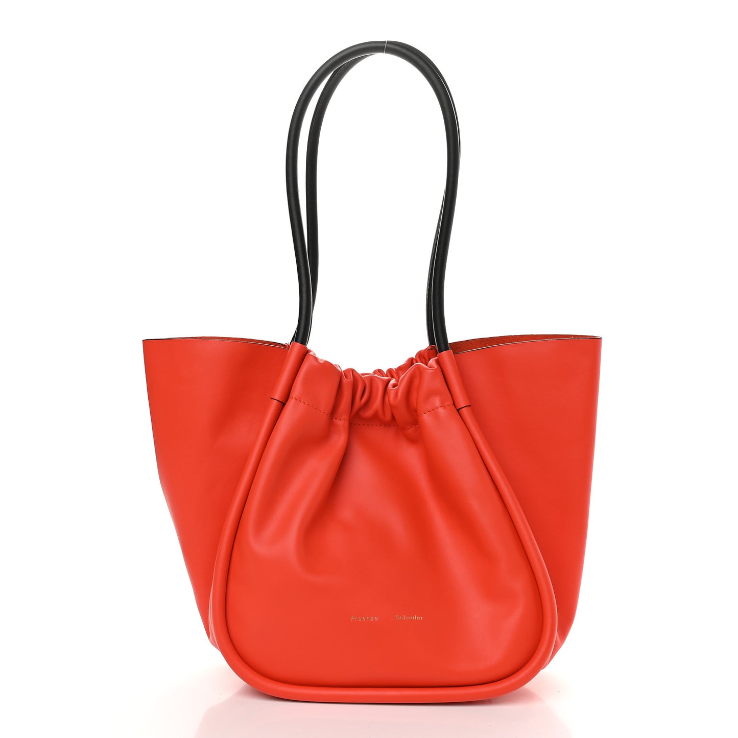 Calfskin Large Ruched Tote Red