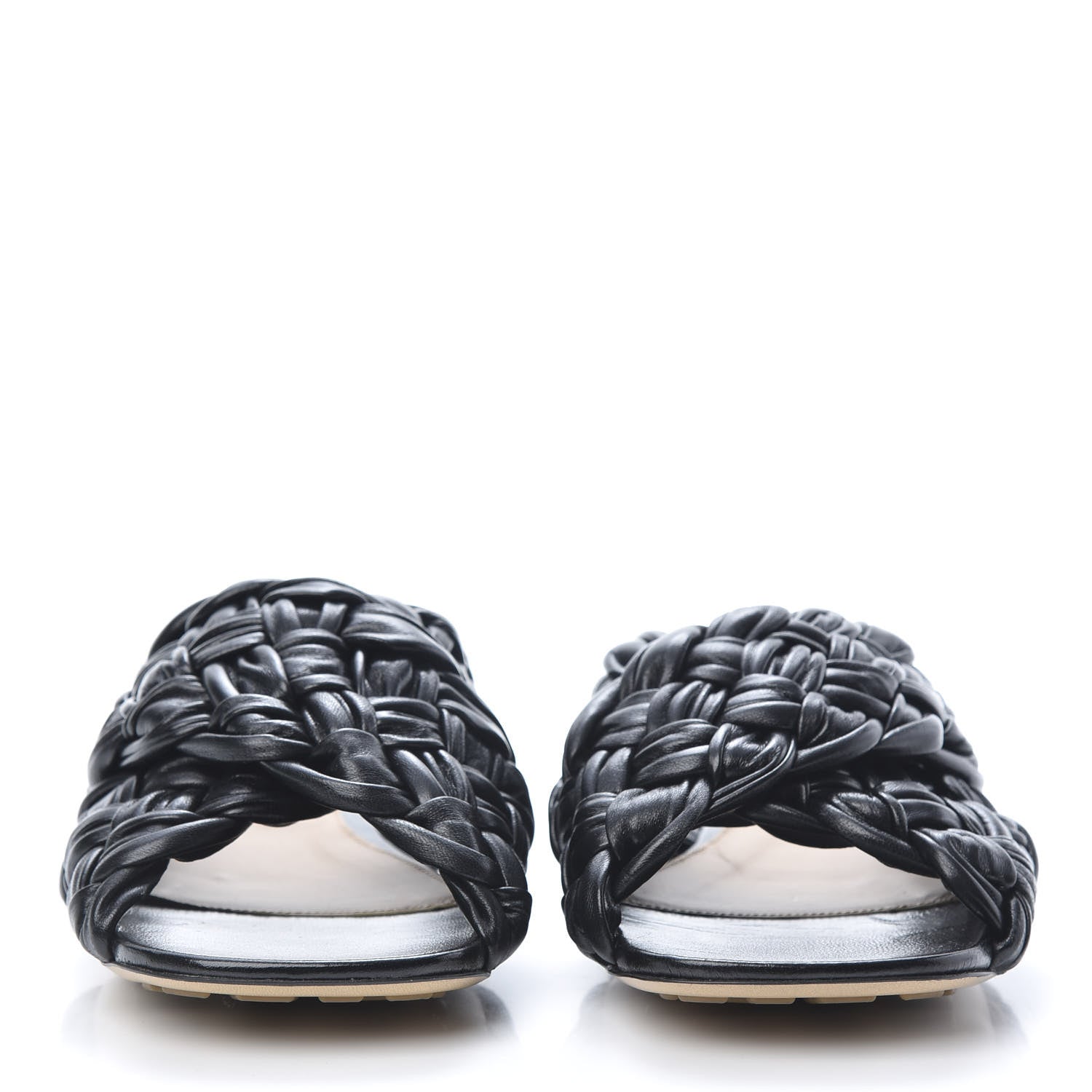 Bottega Veneta Shiny Nappa Intrecciato The Board Flat Sandals 38 Black 2 of 8