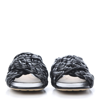 Bottega Veneta Shiny Nappa Intrecciato The Board Flat Sandals 38 Black 2 of 8