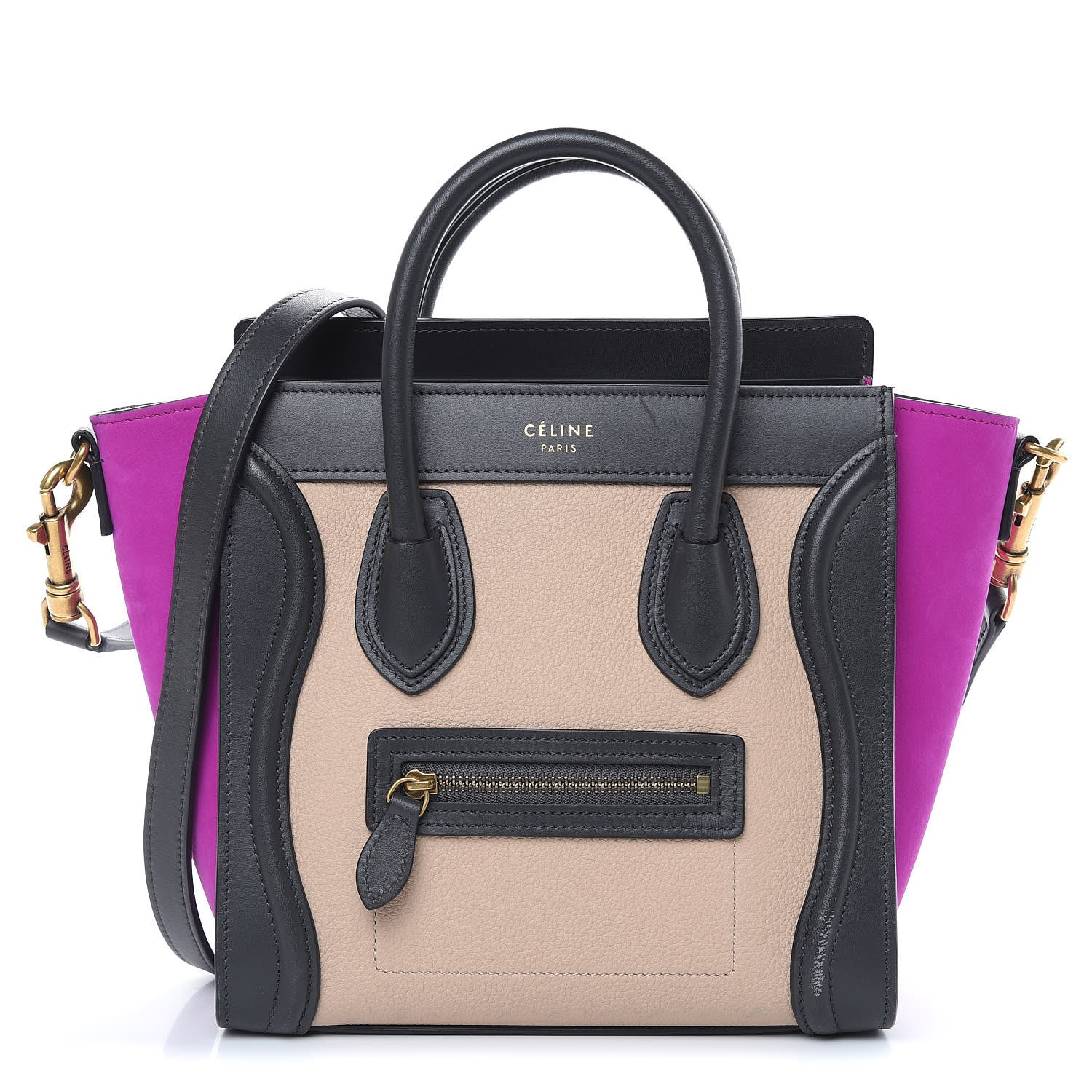 Celine Baby Grained Calfskin Nubuck Nano Tri-Color Luggage Magenta 1 of 14