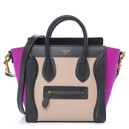 Celine Baby Grained Calfskin Nubuck Nano Tri-Color Luggage Magenta 1 of 14