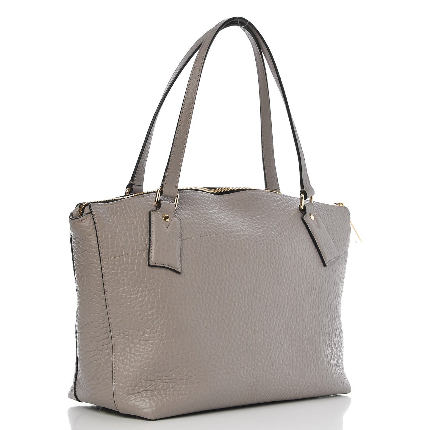 Signature Grain Calfskin Medium Welburn Tote Pale Grey