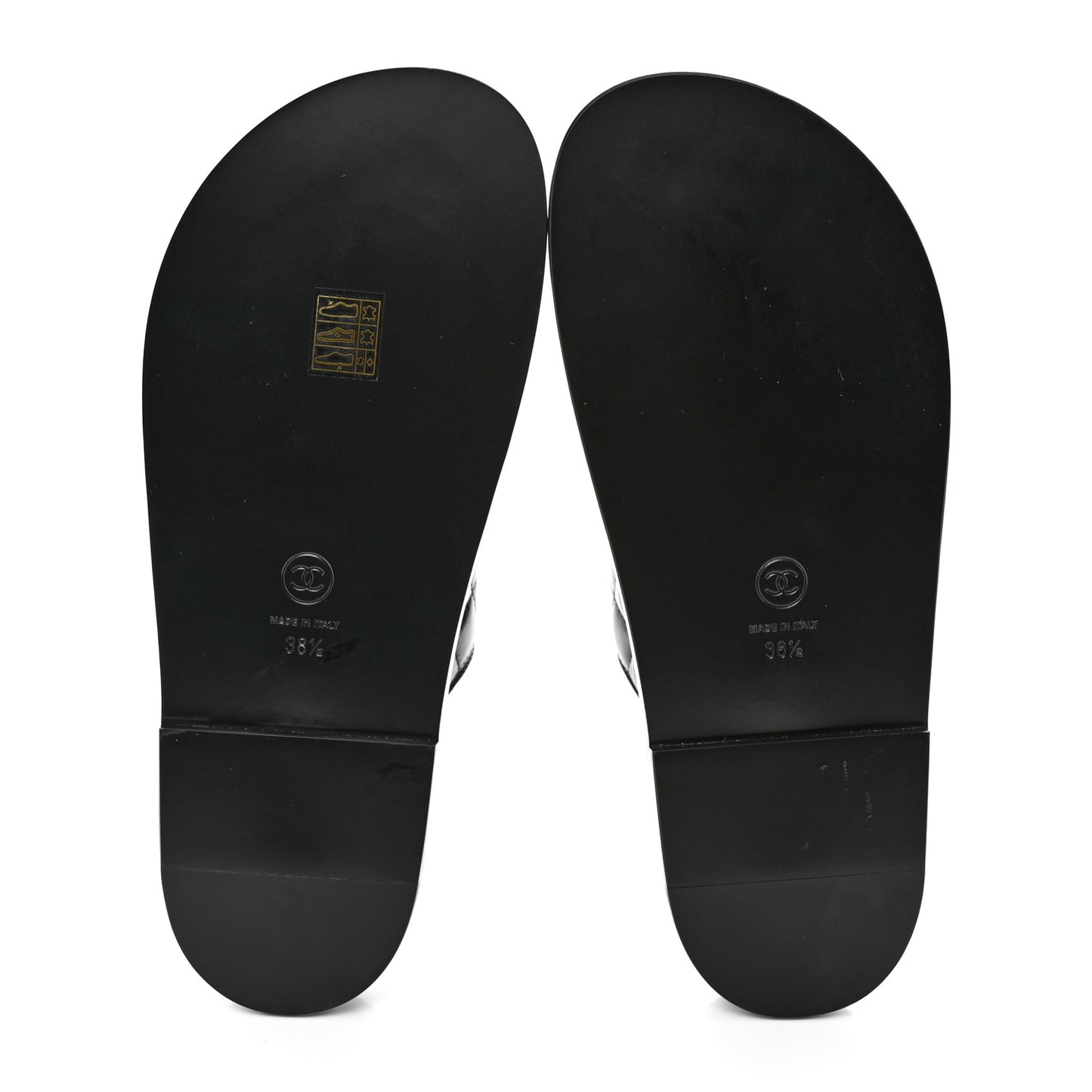 Lambskin Quilted Velcro Dad Chain CC Slide Sandals 38.5 Black