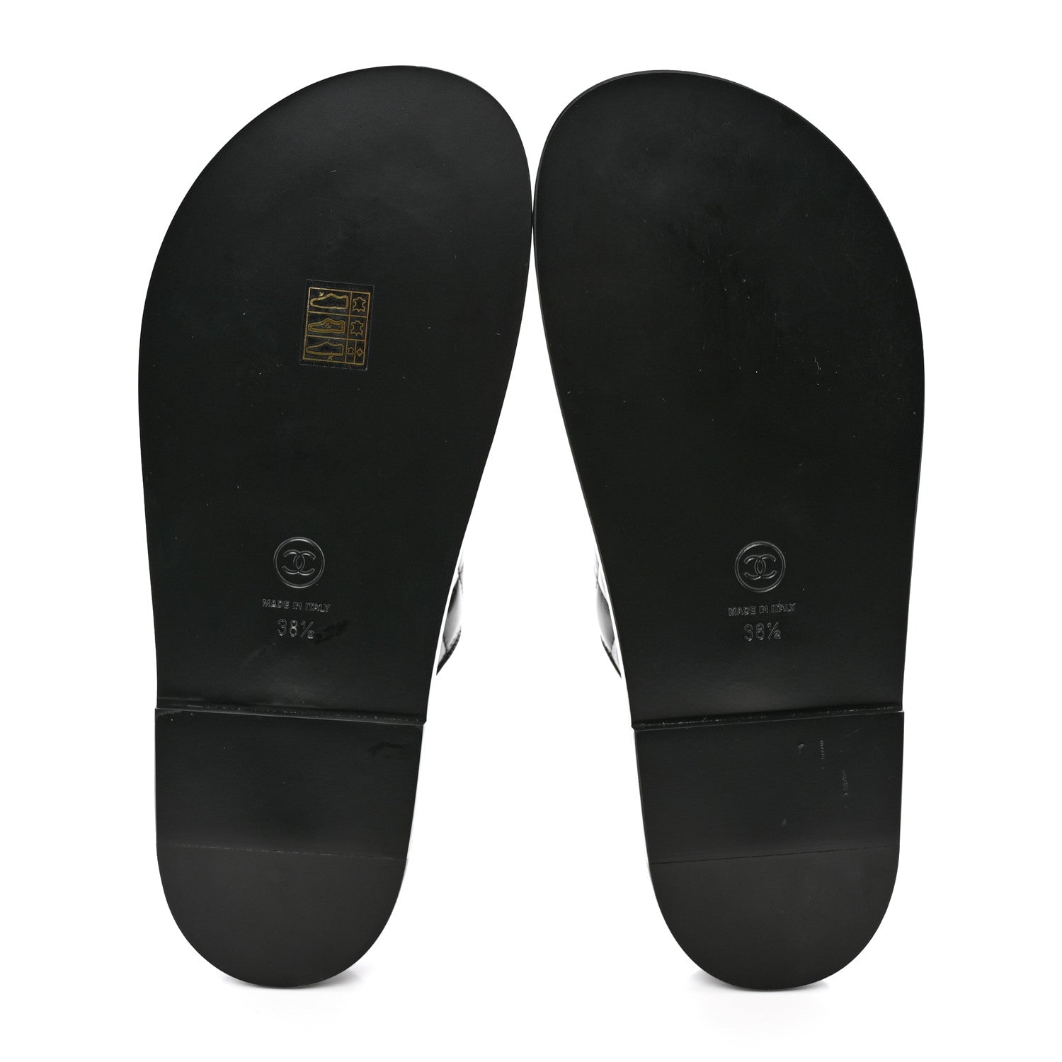 Chanel Lambskin Quilted Velcro Dad Chain CC Slide Sandals 38.5 Black 6 of 9