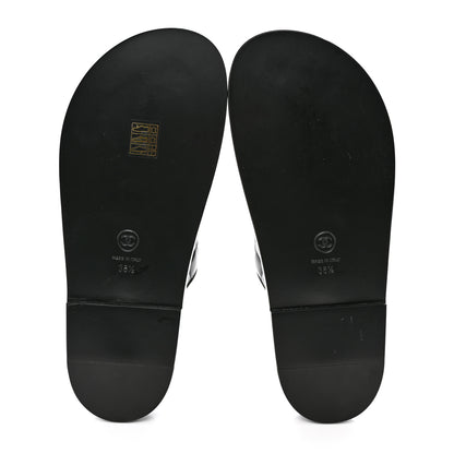 Chanel Lambskin Quilted Velcro Dad Chain CC Slide Sandals 38.5 Black 6 of 9