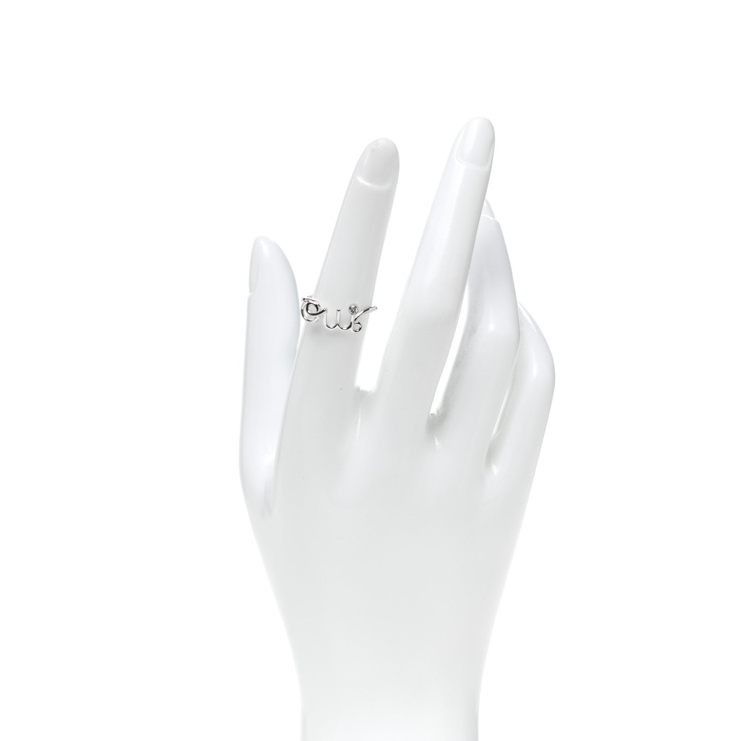 Christian Dior 18K White Gold Diamond Oui Ring 53 6.5 2 of 5