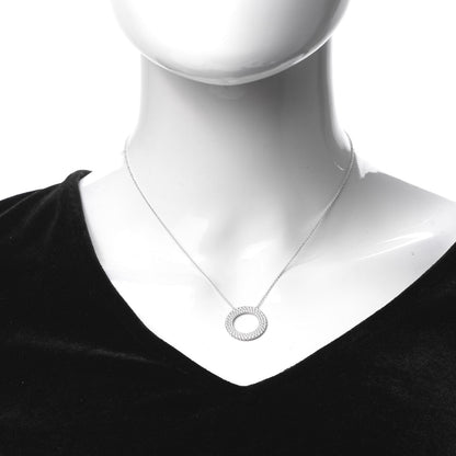 Tiffany 18K White Gold Diamond Metro Round Pendant Necklace 2 of 7
