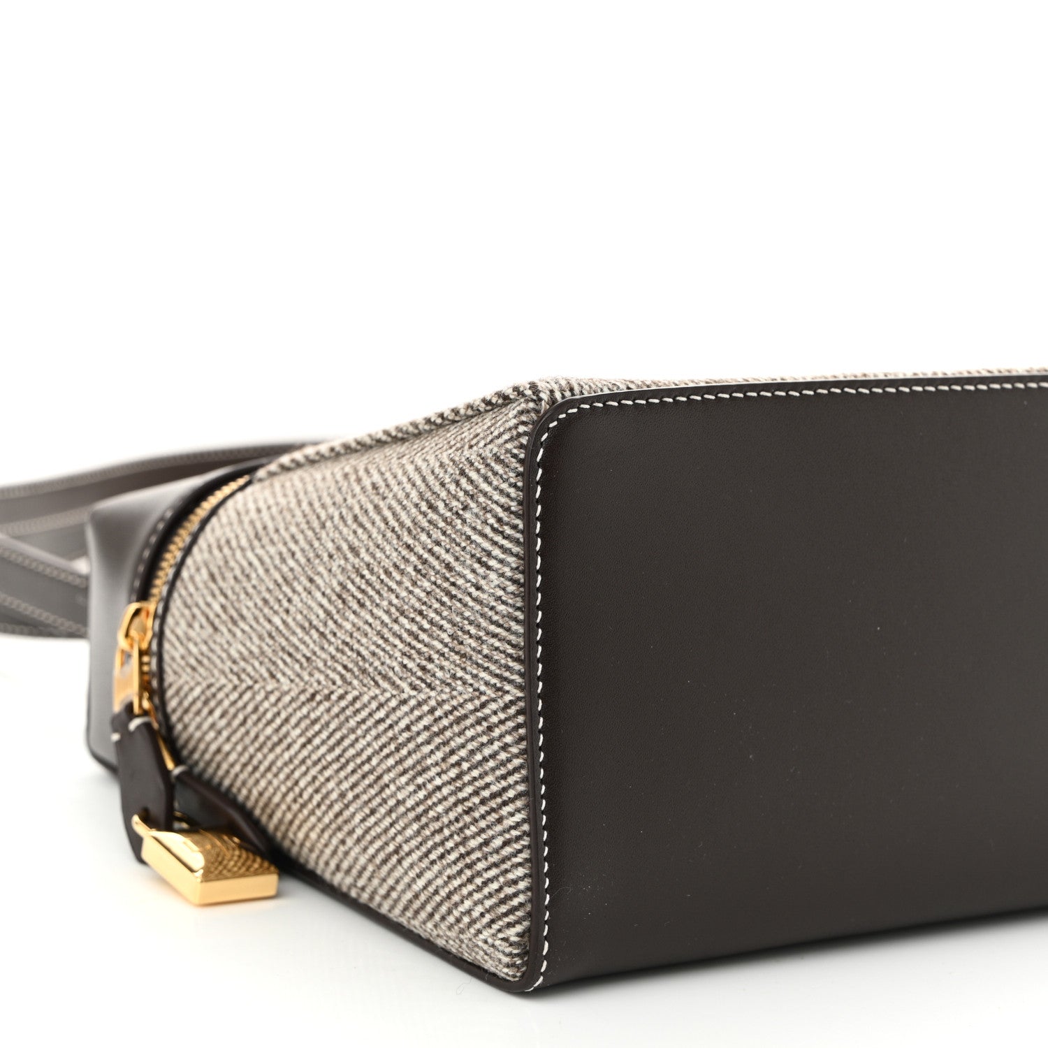 Loro Piana Calfskin Merino Wool Extra Bag L27 Natural Brown Dark Chocolate Licorice Sun Gold 8 of 9
