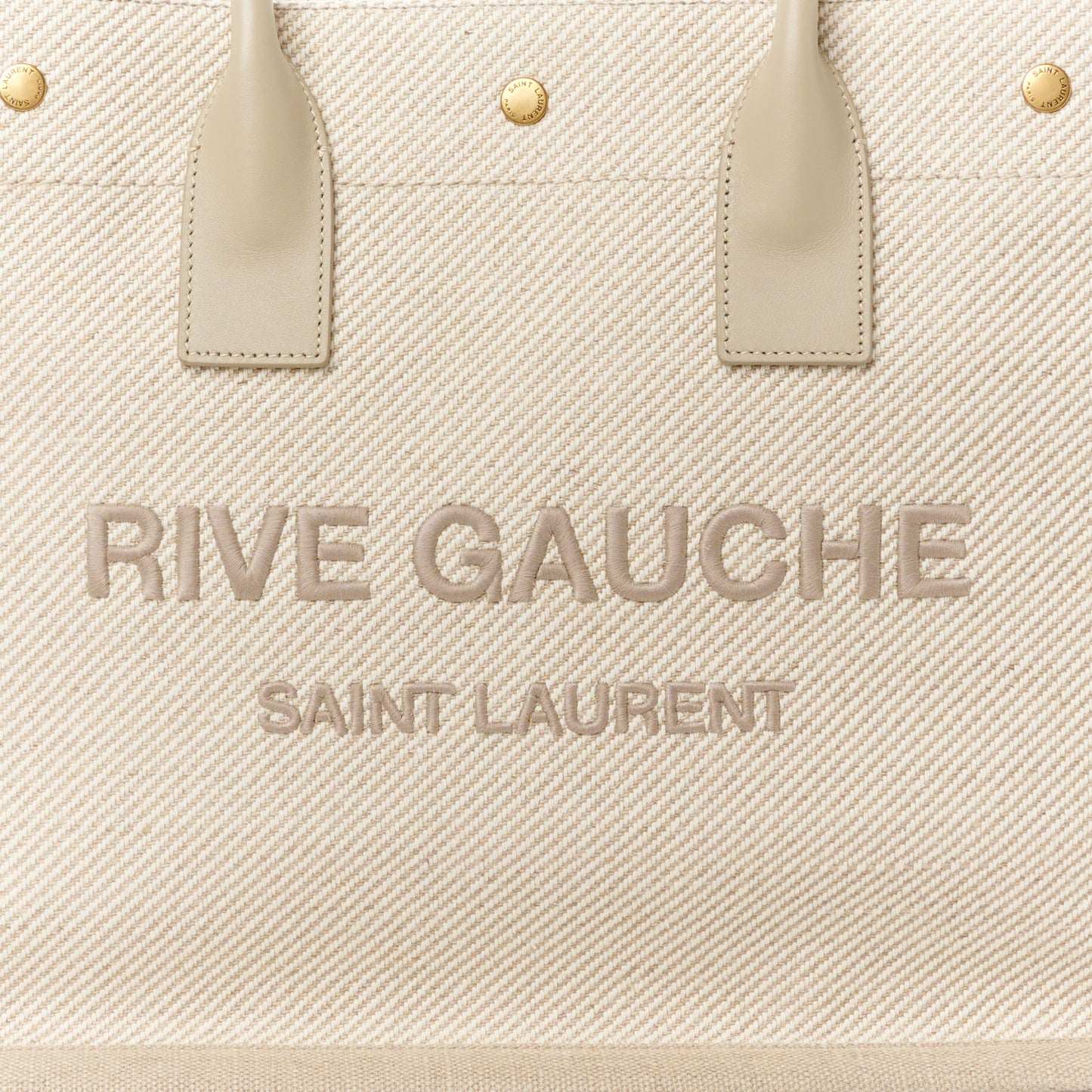 Linen Calfskin Small Rive Gauche Tote Beige Sea Salt