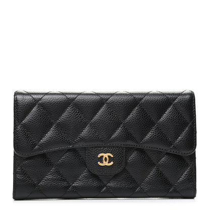 Chanel Caviar Quilted Long Flap Wallet Black 1 of 8