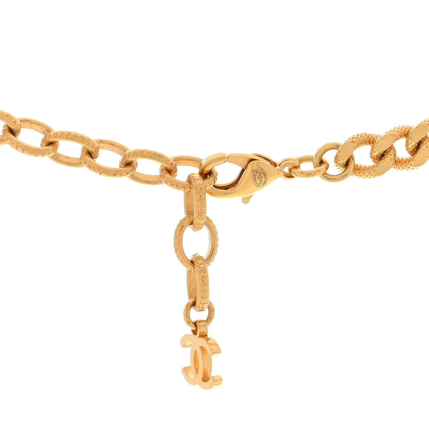 Chanel Crystal Chain Link CC Choker Necklace Gold 3 of 3