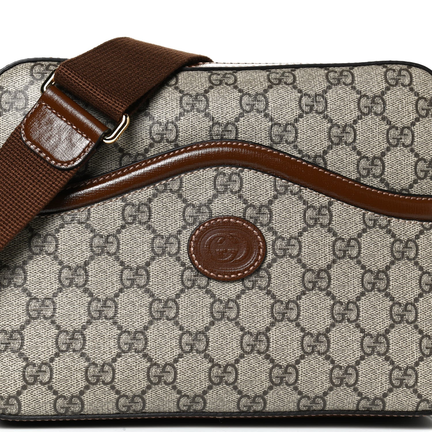 Gucci GG Supreme Monogram Azalea Calfskin Retro Interlocking G Messenger Shoulder Bag Beige Ebony Brown Sugar 8 of 12