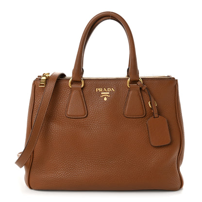 Prada Vitello Daino Large Double Zip Tote Brandy 1 of 11