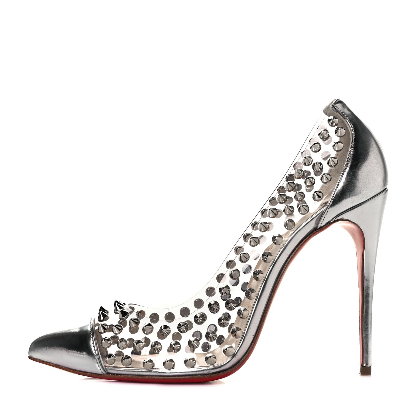 PVC Metallic Gloss Spike Me 100 Pumps 38 Silver