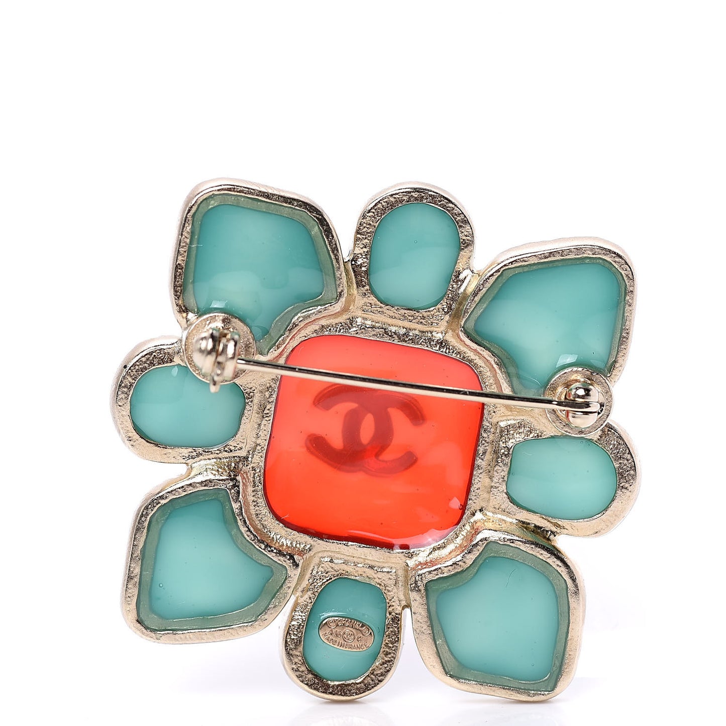 Gripoix CC Brooch Gold Multicolor