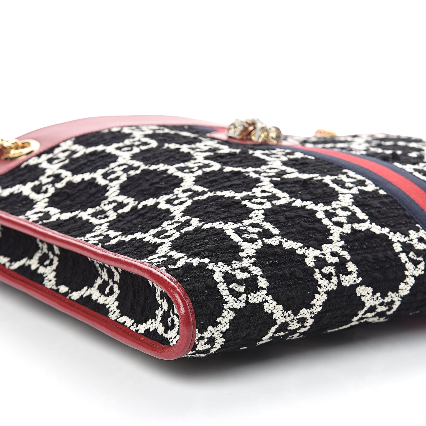 Tweed GG Monogram Large Rajah Chain Tote Romantic Cherry Black White