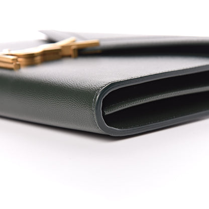 Saint Laurent Grain De Poudre Monogram Cassandra Chain Wallet Vert Fonce 9 of 9