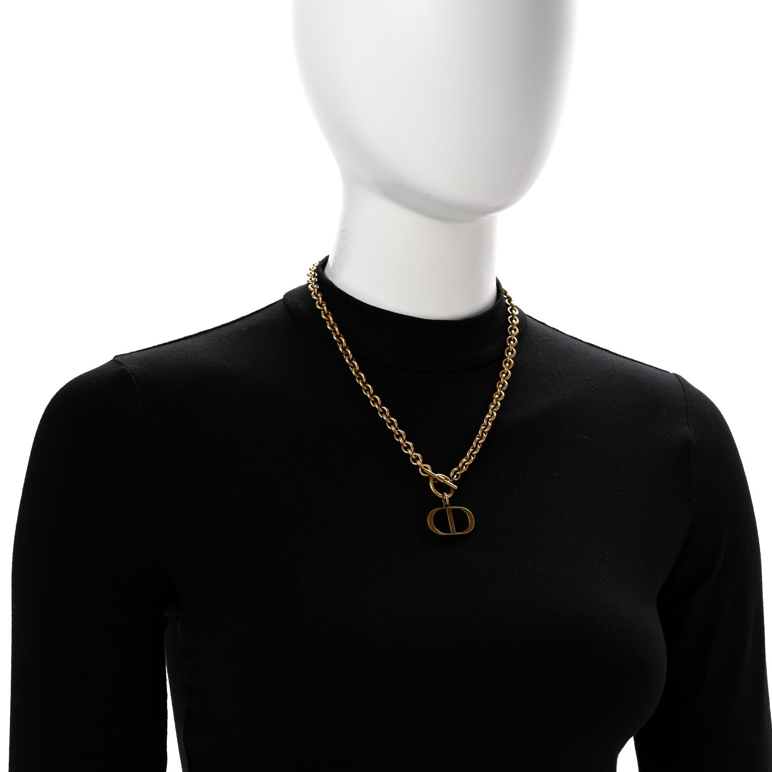Christian Dior Metal 30 Montaigne Necklace Aged Gold 2 of 6