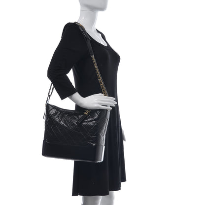 Chanel Aged Calfskin Quilted Large Gabrielle Hobo Black 3 of 9