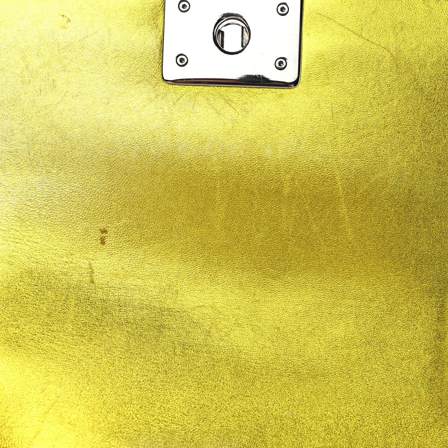 Metallic Patent Calfskin Quilted Small Boy Flap Yellow