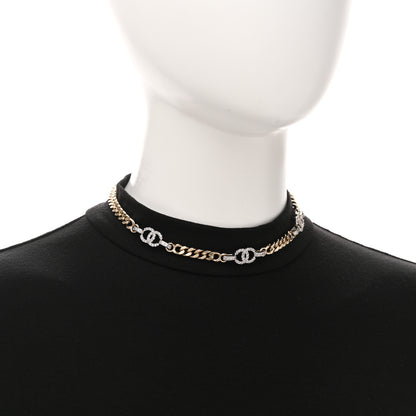 Chanel Crystal CC Chain Links Choker Necklace Gold 2 of 6