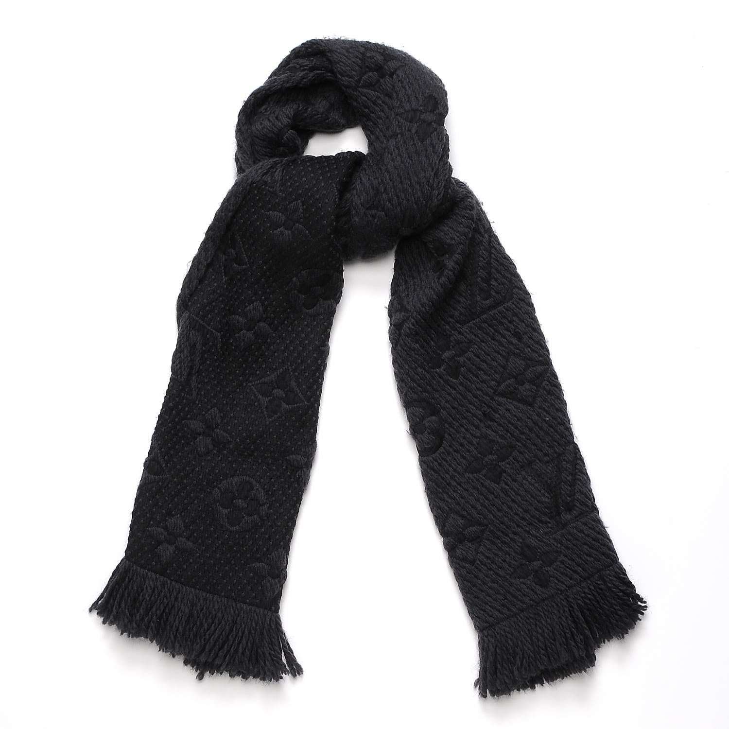 Louis Vuitton Wool Silk Logomania Scarf Charcoal Grey 1 of 4