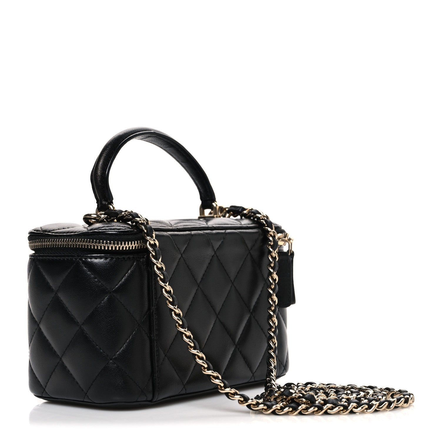 Chanel Lambskin Quilted Small Top Handle Vanity Case With Chain Black 3 of 10