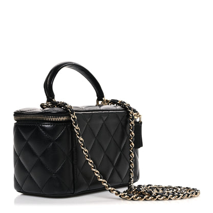 Chanel Lambskin Quilted Small Top Handle Vanity Case With Chain Black 3 of 10