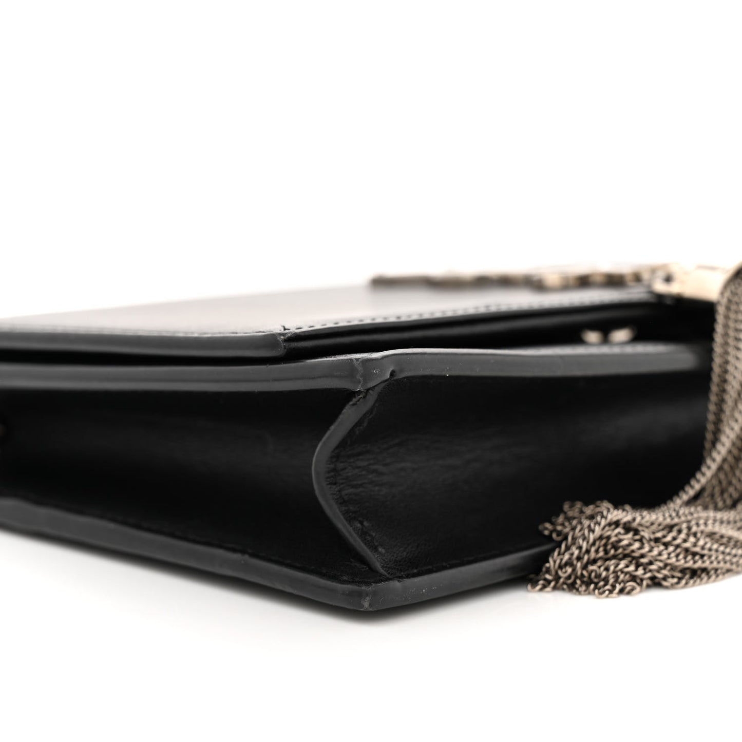 Smooth Calfskin Classic Monogram Kate Tassel Chain Wallet Black