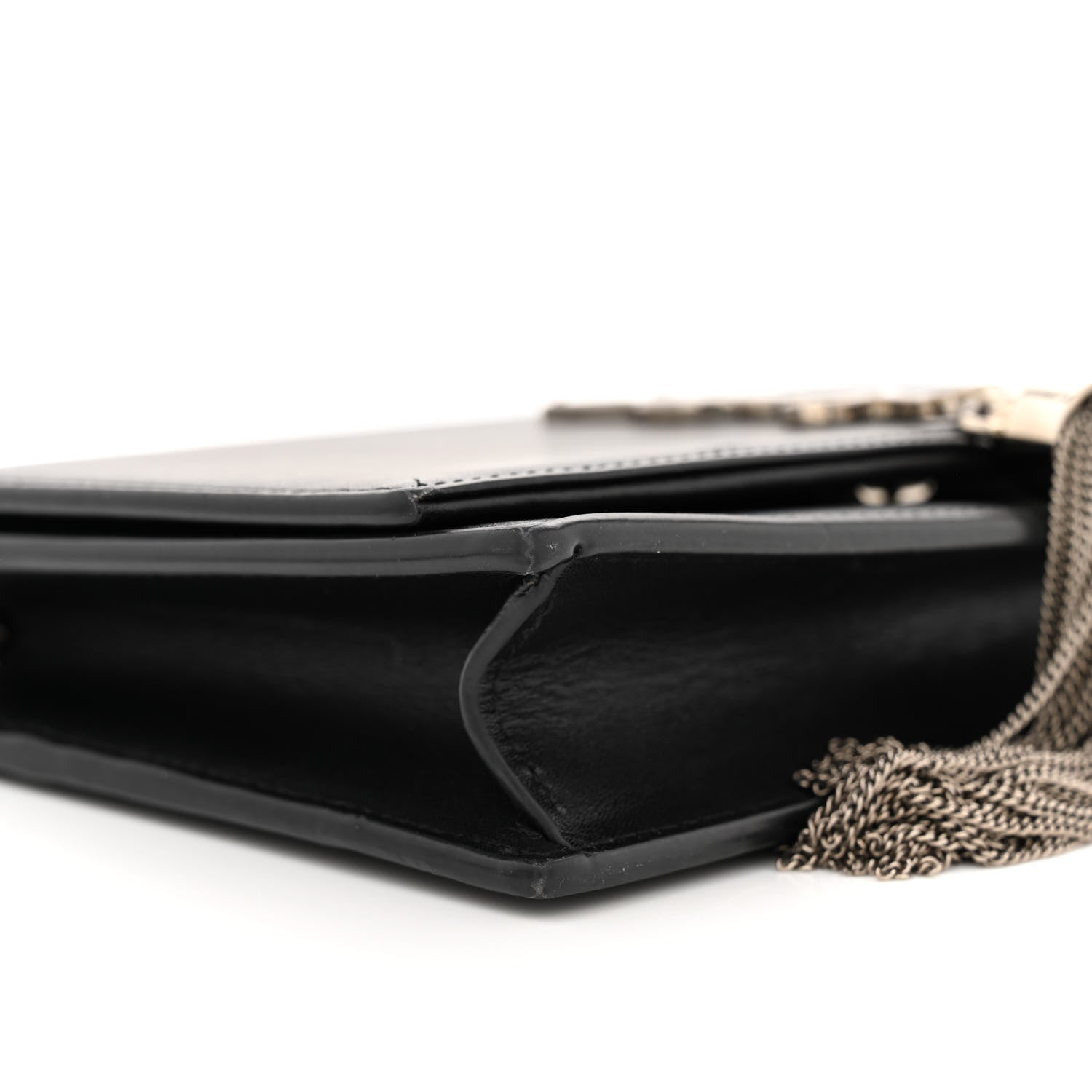 Saint Laurent Smooth Calfskin Classic Monogram Kate Tassel Chain Wallet Black 8 of 12