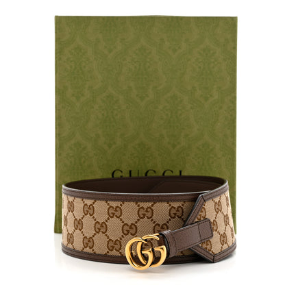 Gucci Monogram Calfskin GG Marmont Wide Belt 90 36 Beige Ebony 6 of 6