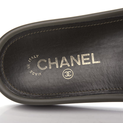 Chanel Canvas Chain Flat Sandals 40 Khaki 8 of 10