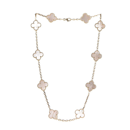 Van Cleef & Arpels 18K Yellow Gold Mother of Pearl 10 Motifs Vintage Alhambra Necklace 3 of 8