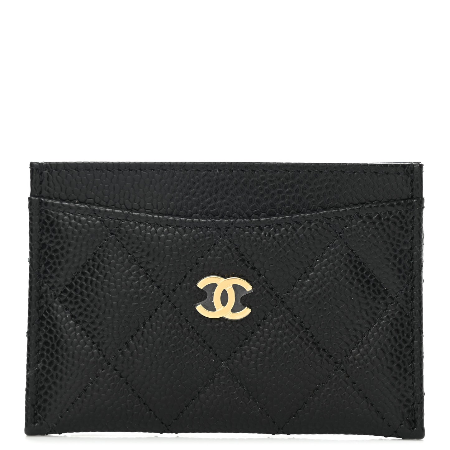 Caviar Quilted Card Holder Black