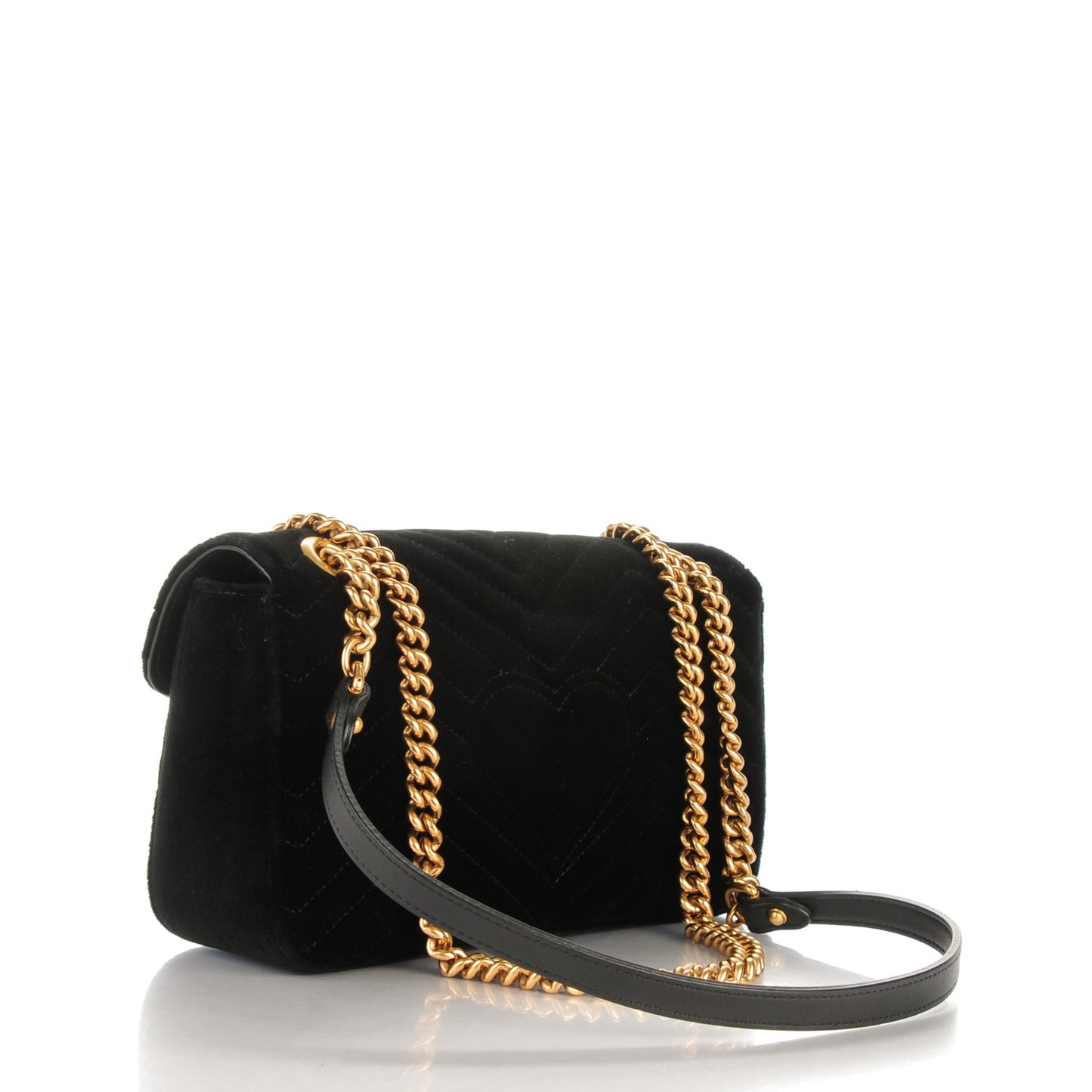 Velvet Matelasse Small GG Marmont Shoulder Bag Black