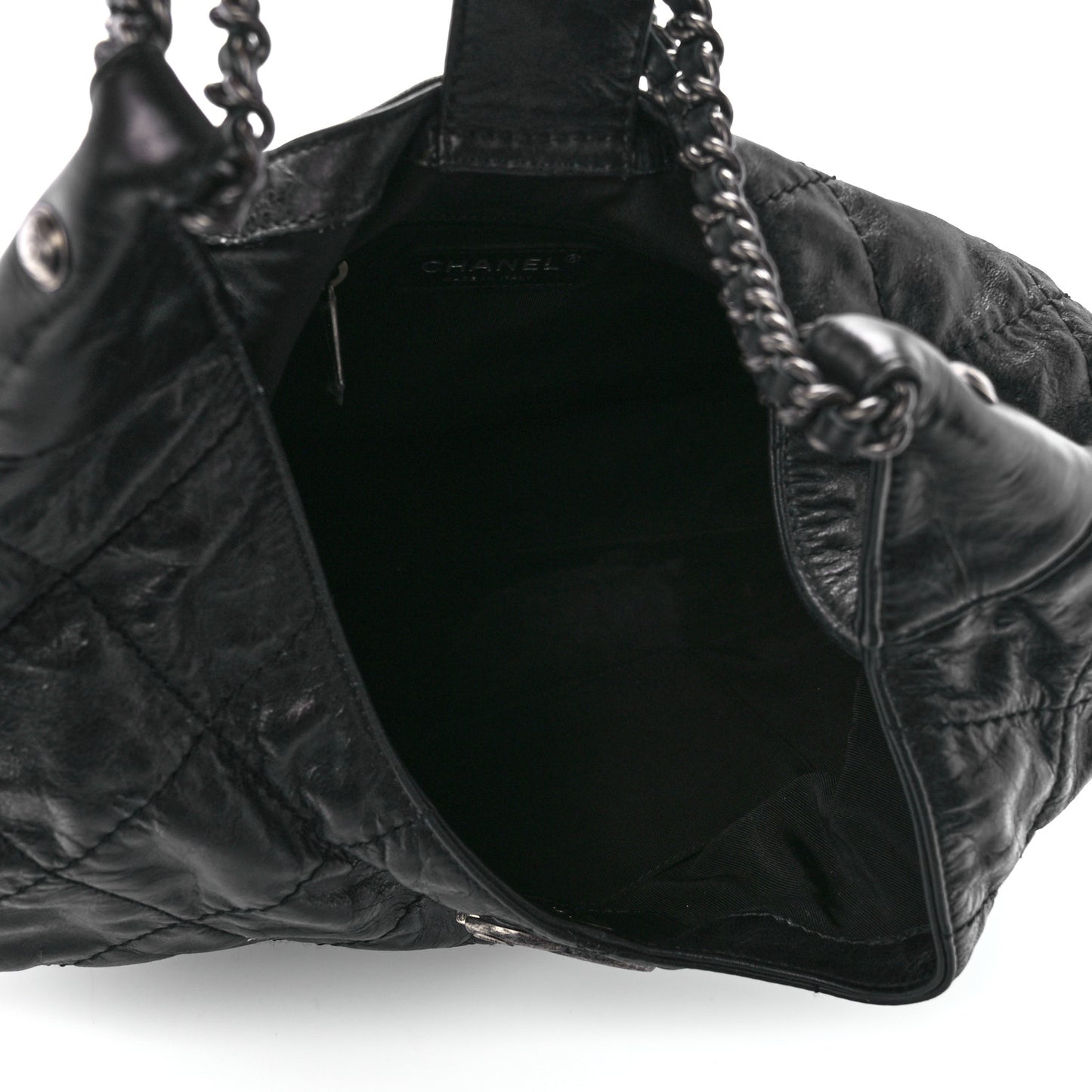 Aged Calfskin Quilted Coco Supple Hobo Black