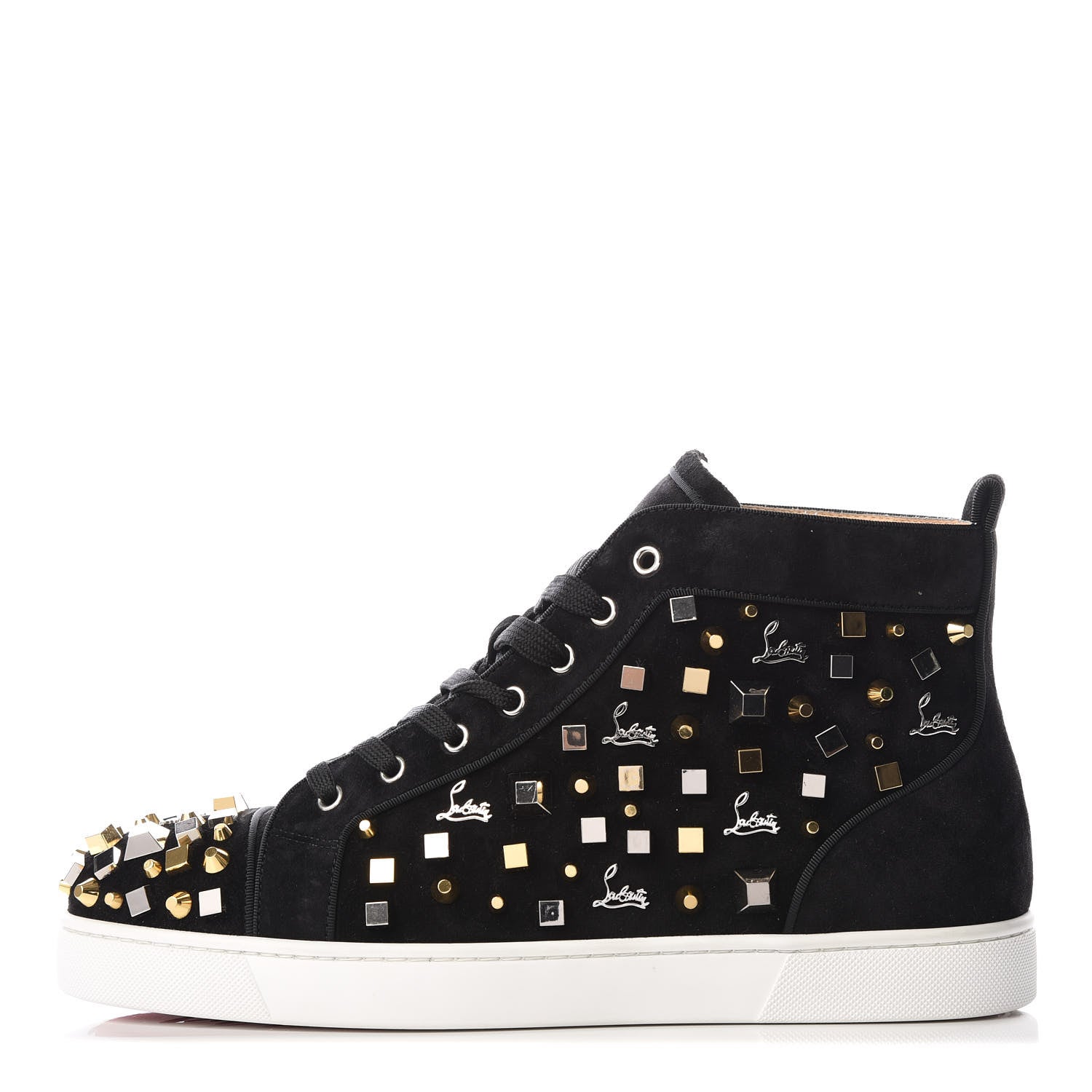 Christian Louboutin Suede Mens Louis Cube Flat Sneakers 45 Black 1 of 9