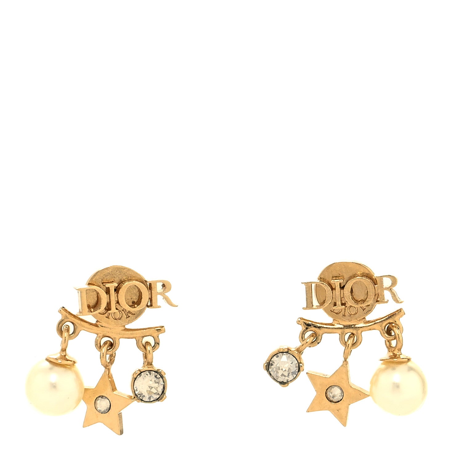 Christian Dior Pearl Crystal Dio(r)evolution Earrings Aged Gold 1 of 4