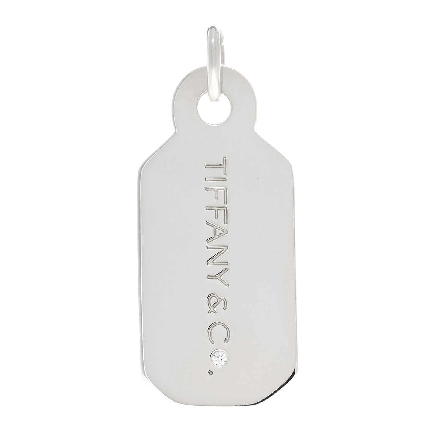 Sterling Silver Diamond Logo Tag Charm